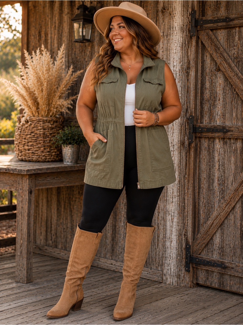 Merona Olive Green Utility Vest | Size XXL | Plus Size | 100% Cotton | Country